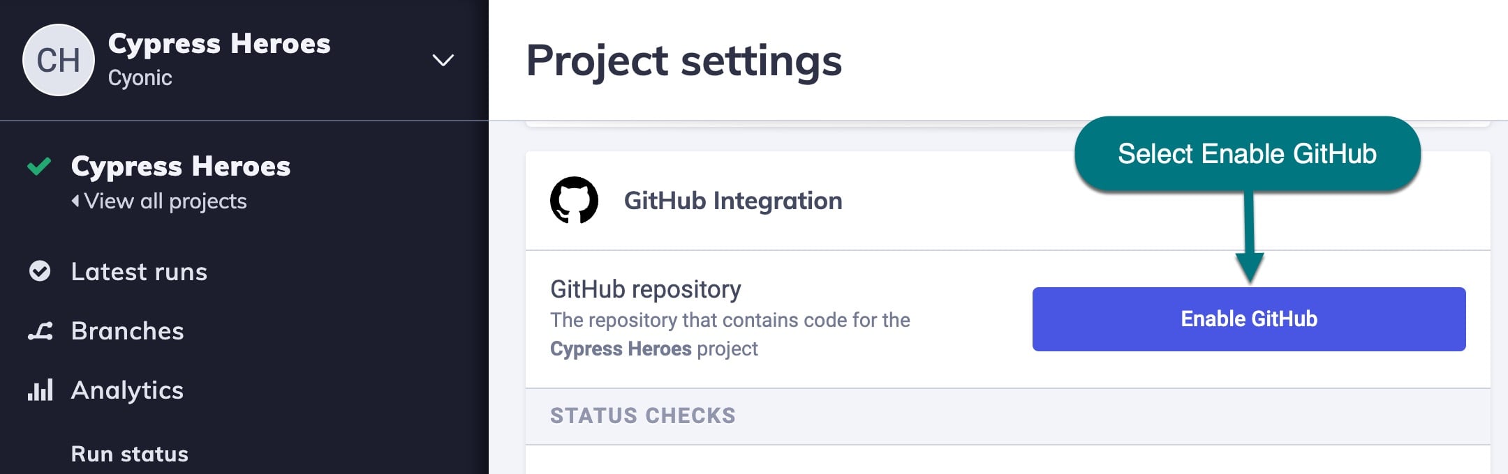 Enable GitHub