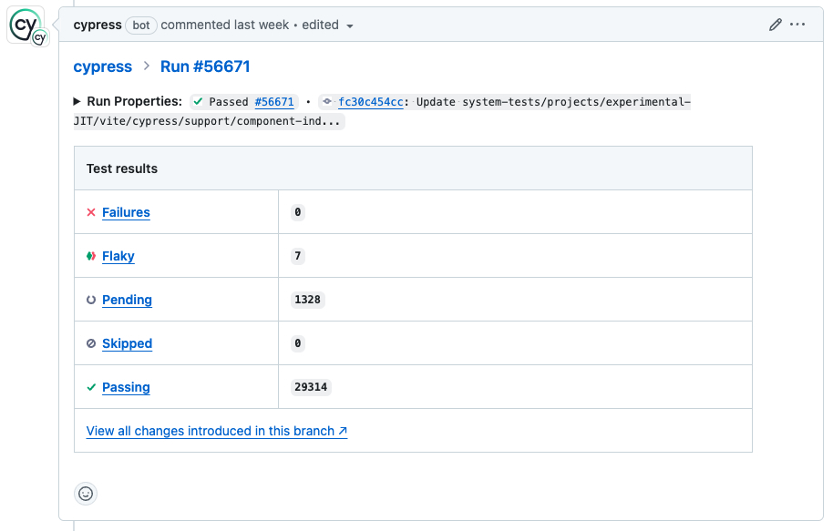 Cypress GitHub App PR