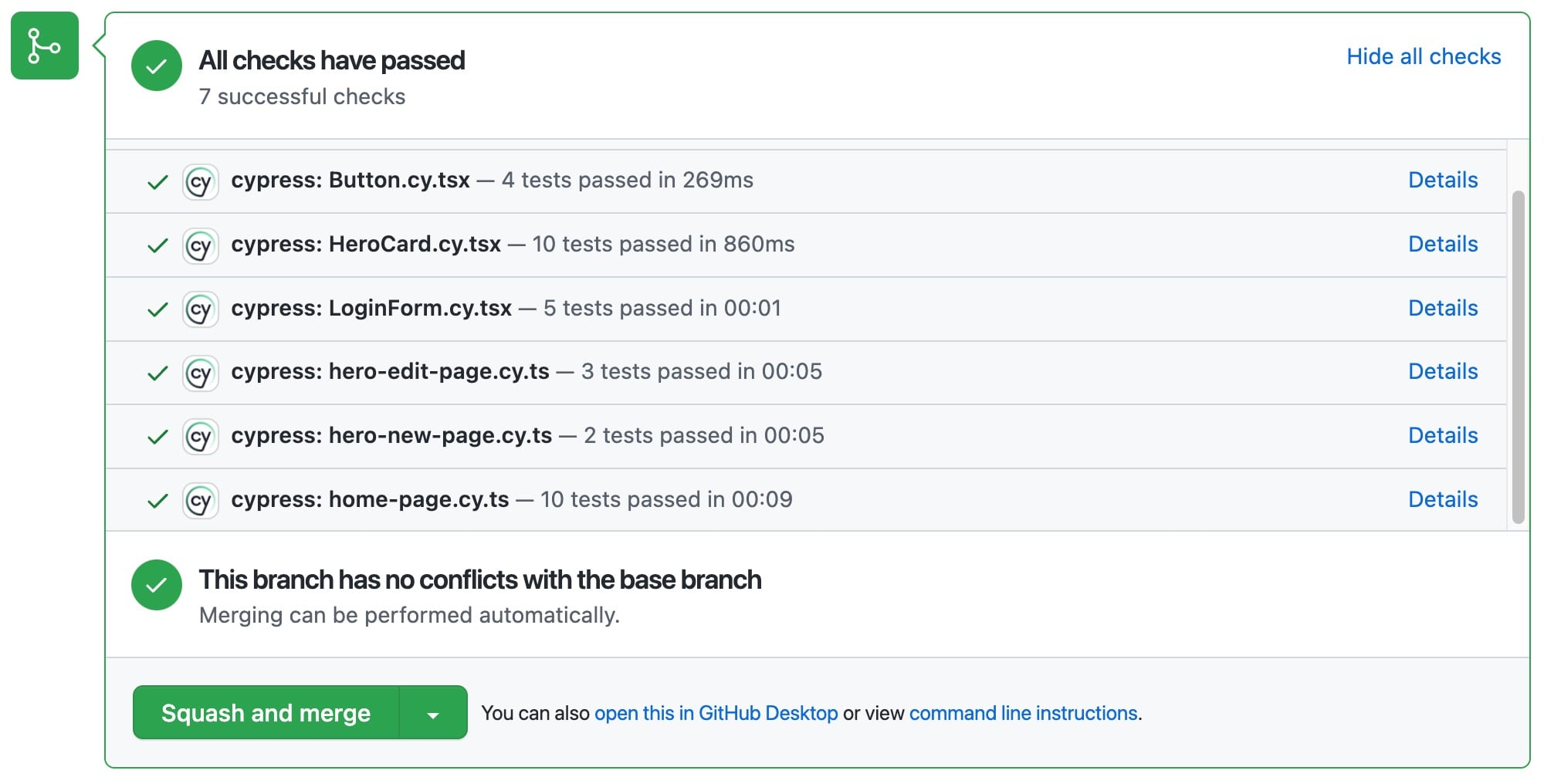 Status checks per spec