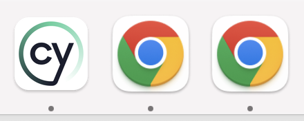 Cypress icon with 2 Google Chrome icons