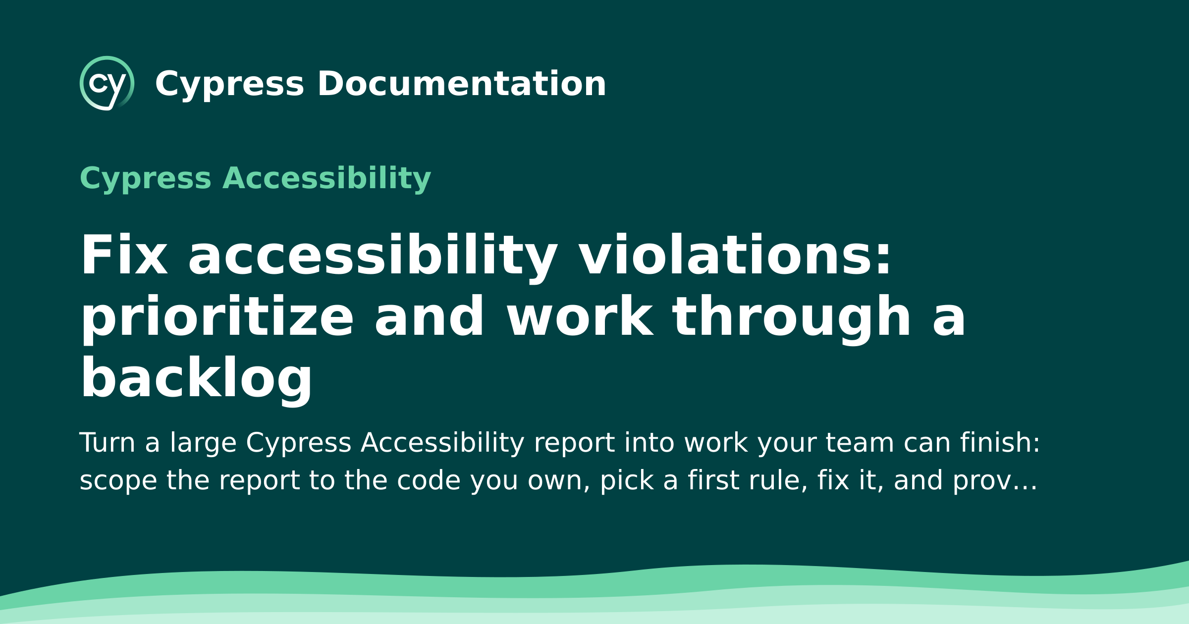 Improve accessibility | Cypress Accessibility Documentation