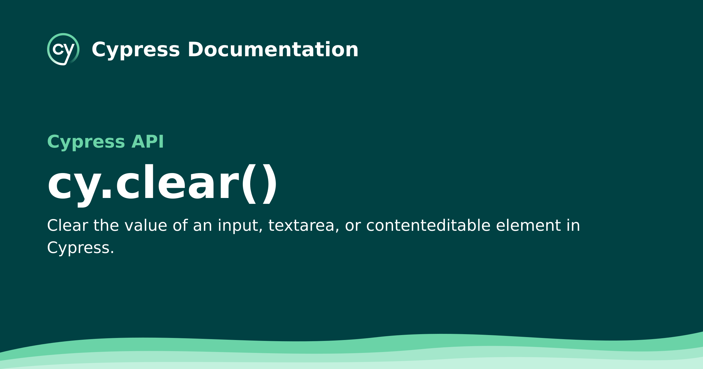 cy.clear() | Cypress API Documentation