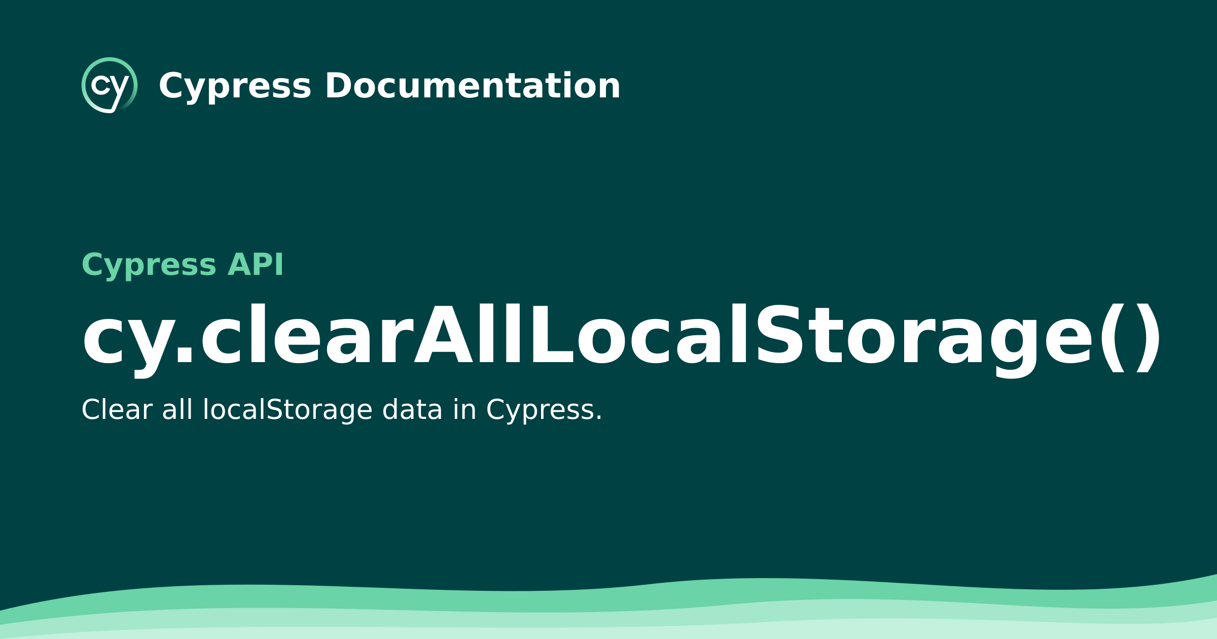 cy.clearAllLocalStorage() | Cypress API Documentation