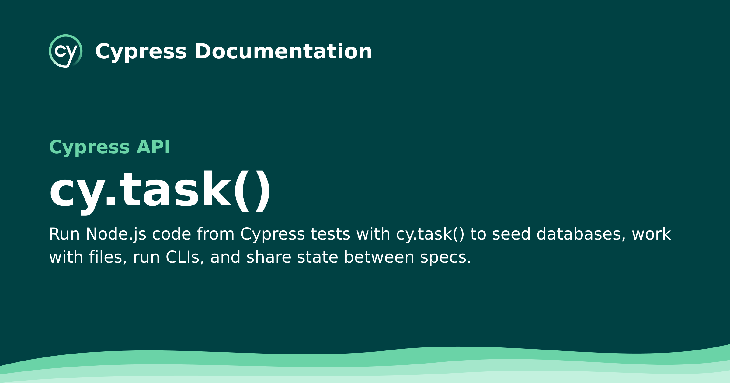 cy.task() | Cypress API Documentation