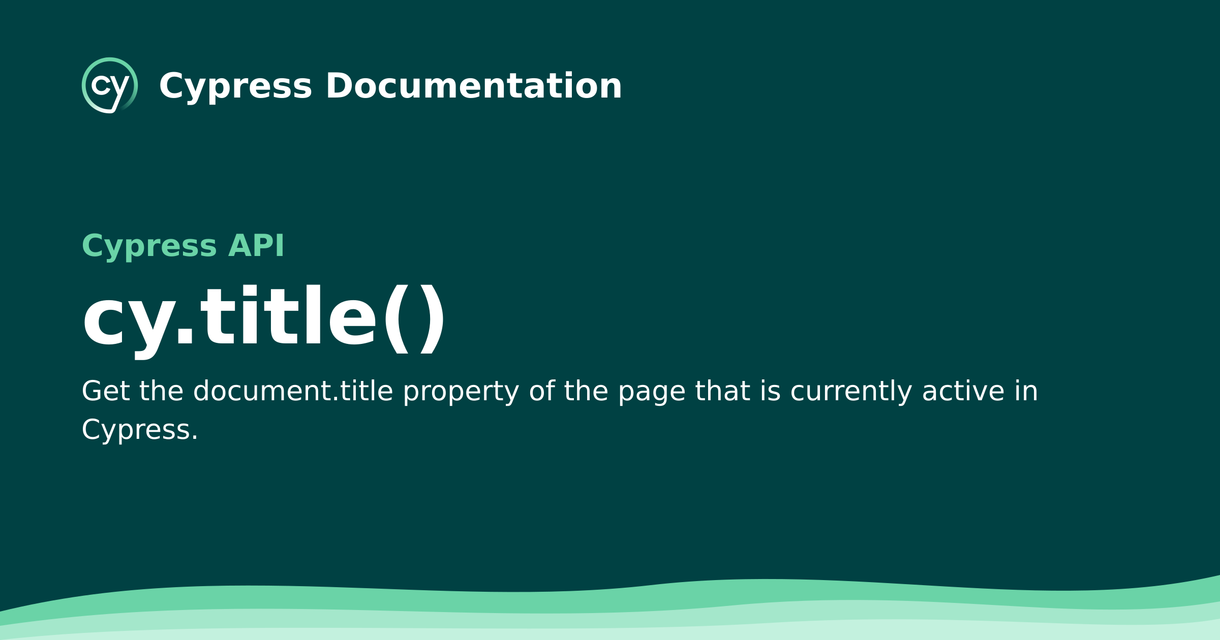 cy.title() | Cypress API Documentation