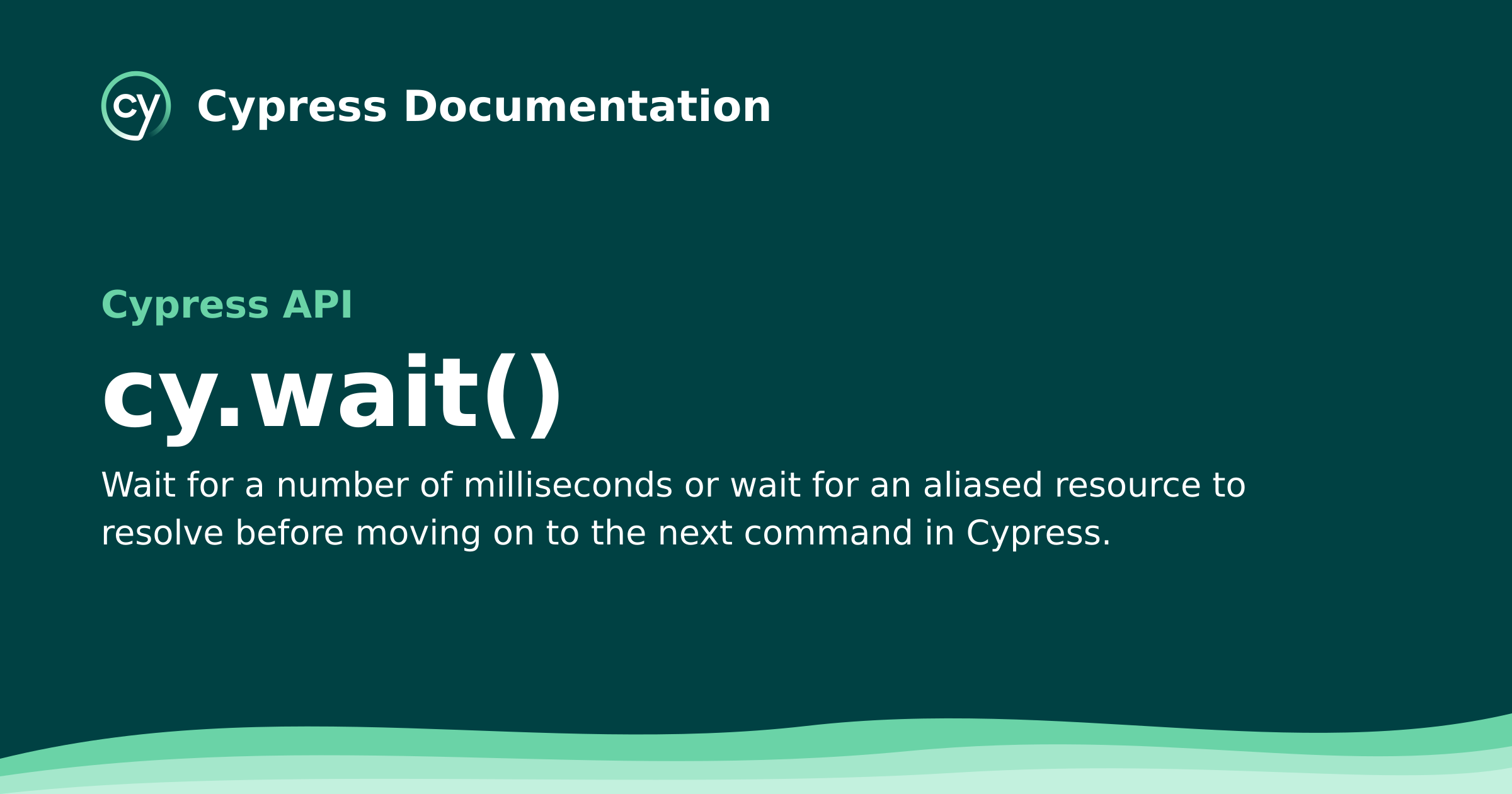 cy.wait() | Cypress API Documentation